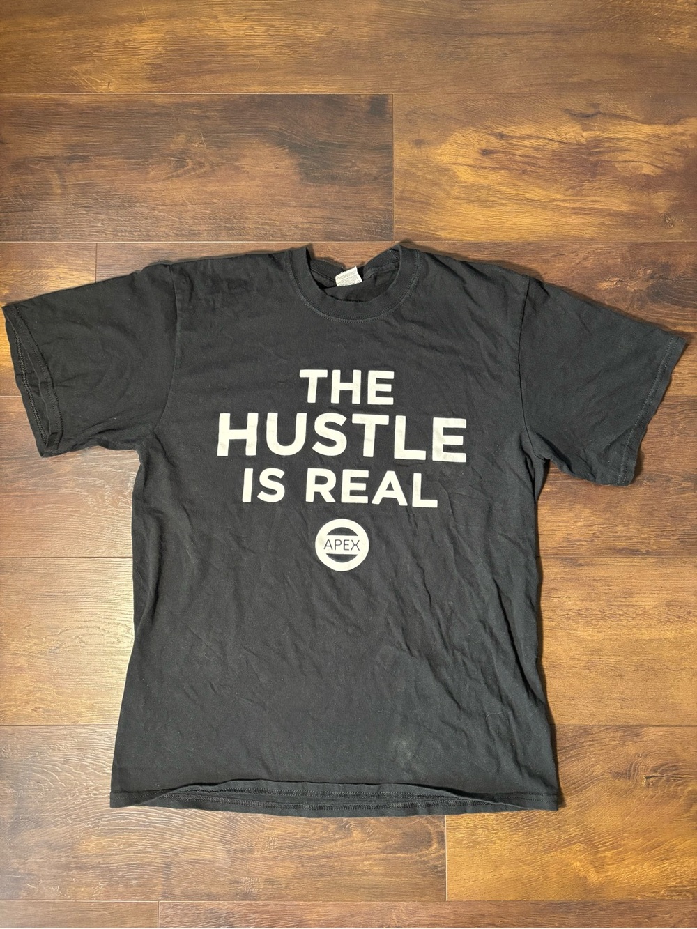 Apex The Hustle Is Real Black Graphic Tee Men's Medium
